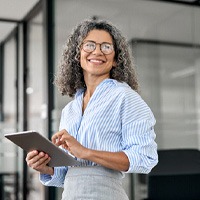 Woman smiling in an office